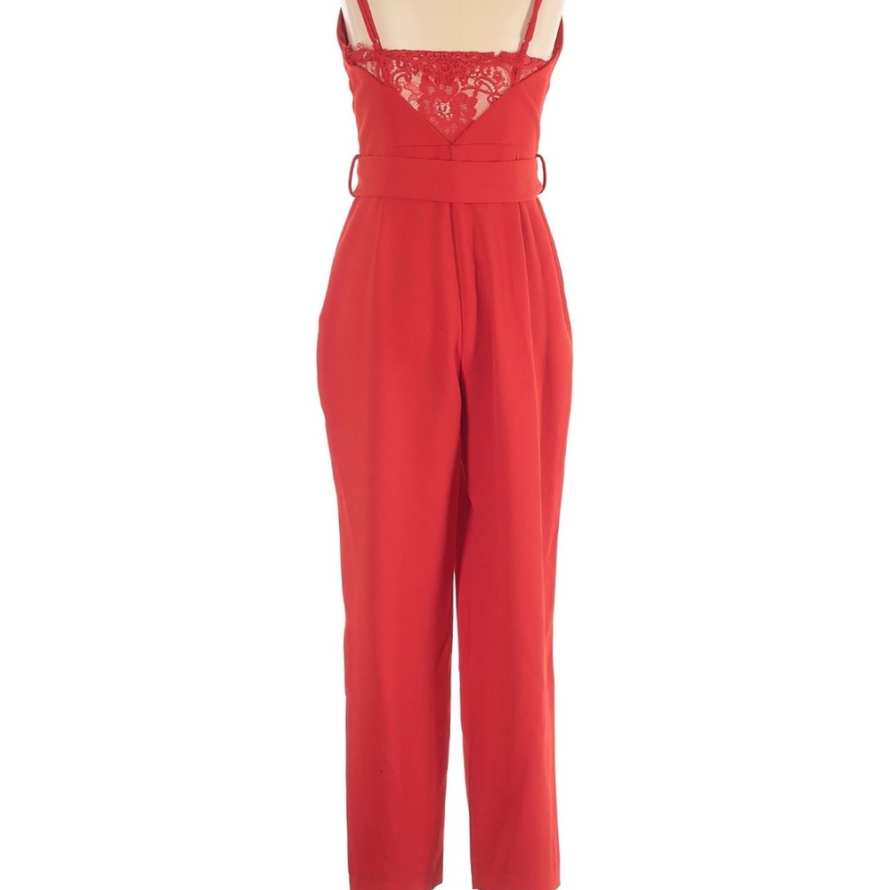 NBD Red Spaghetti Strap Jumpsuit with Sweetheart Neckline